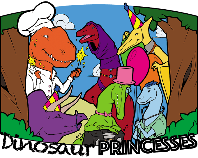 The Dinosaur Princesses celebrate saving the day!